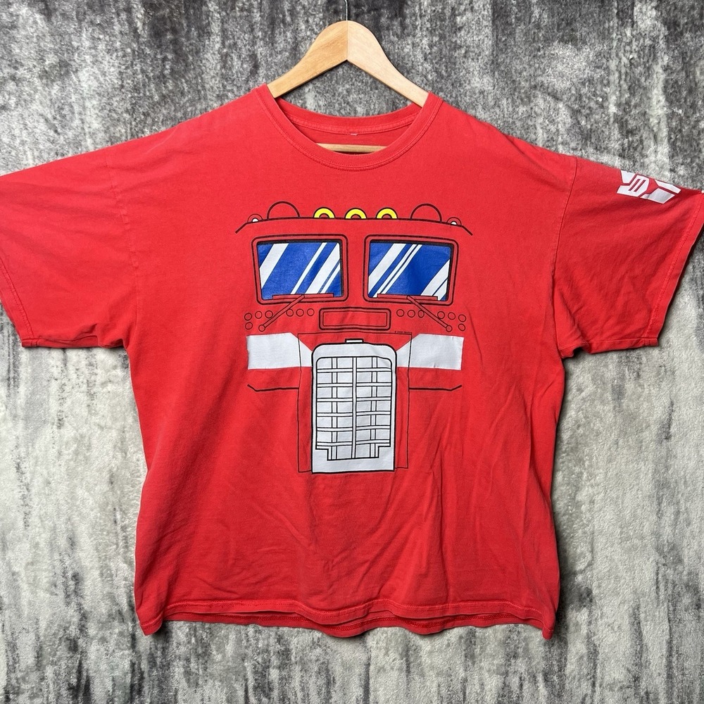 Vintage Y2K Transformers Shirt Mens 2XL Red Optimus Prime AOP Autobot Hasbro